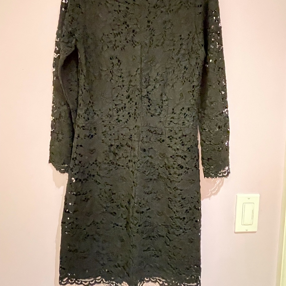Modest cute zara black dress with floral lace arms are see through zipper back